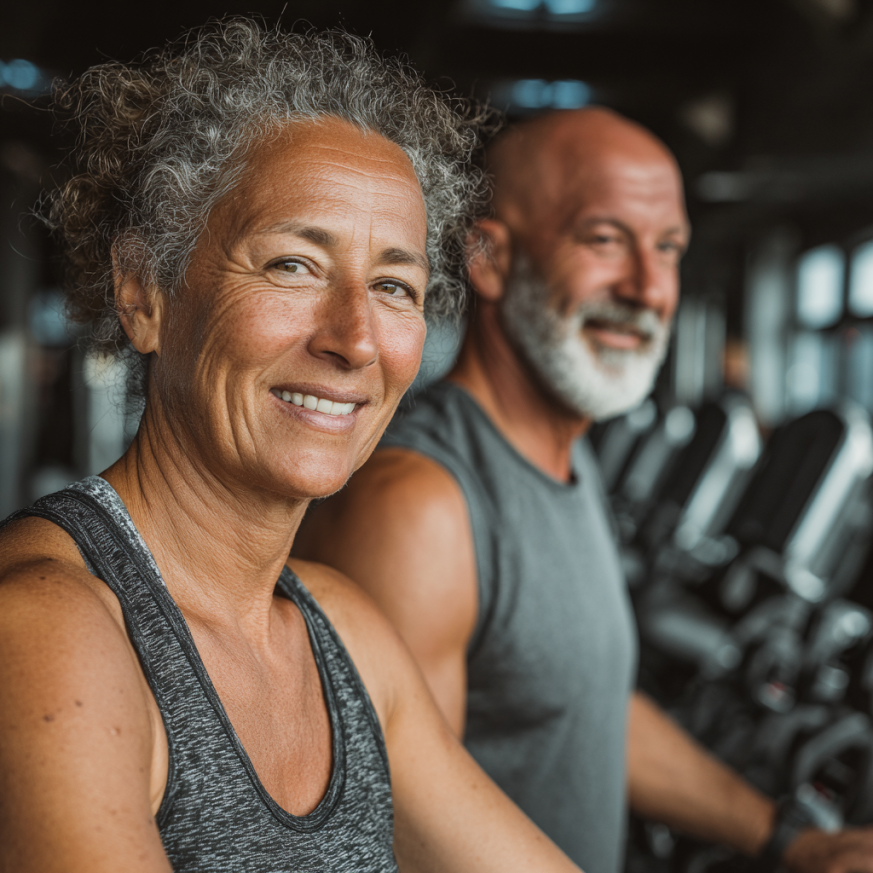 Grupo de adultos mayores ejercitándose